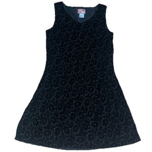 APRIL CORNELL Velvet Burnout Floral Overlay Sleeveless A-Line Dress Black Medium